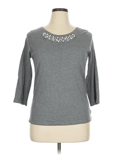 Pre-owned St. John's Bay 3/4 Sleeve Top Gray Crew Neck Tops