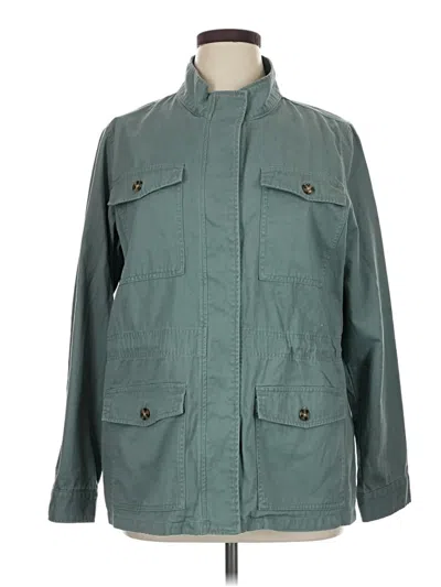 Pre-owned St. John's Bay 3/4 Sleeve Top Green Mock Neckline Tops