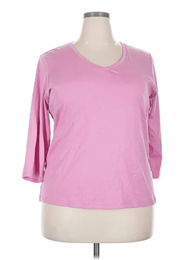 Pre-owned St. John's Bay 3/4 Sleeve Top Pink Scoop Neck Tops