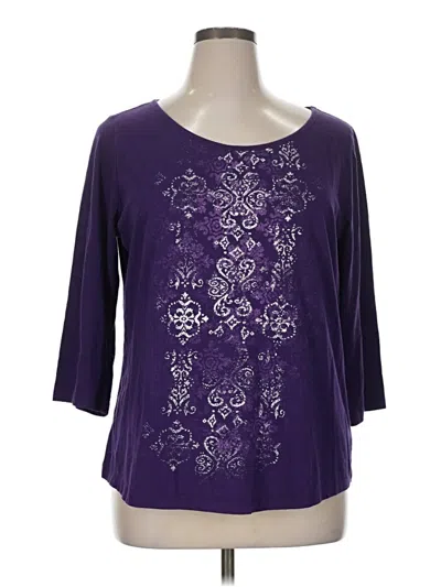 Pre-owned St. John's Bay 3/4 Sleeve Top Purple Scoop Neck Tops