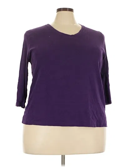 Pre-owned St. John's Bay 3/4 Sleeve Top Purple Scoop Neck Tops