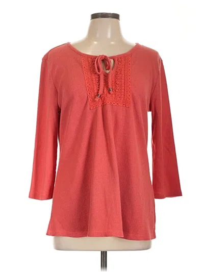 Pre-owned St. John's Bay 3/4 Sleeve Top Red Keyhole Neckline Tops