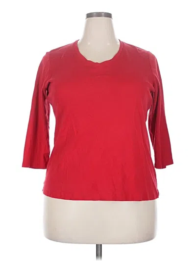 Pre-owned St. John's Bay 3/4 Sleeve Top Red Scoop Neck Tops