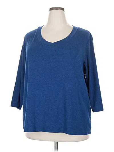 Pre-owned St. John's Bay 3/4 Sleeve T-shirt In Blue