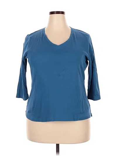 Pre-owned St. John's Bay 3/4 Sleeve T-shirt In Blue