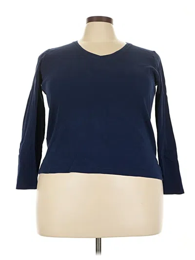 Pre-owned St. John's Bay 3/4 Sleeve T-shirt In Blue