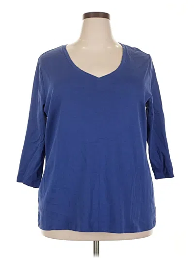 Pre-owned St. John's Bay 3/4 Sleeve T-shirt In Blue