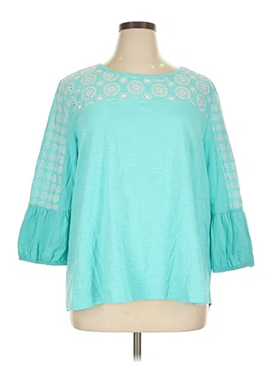 Pre-owned St. John's Bay 3/4 Sleeve T-shirt In Blue