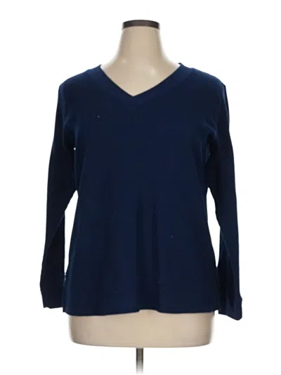 Pre-owned St. John's Bay 3/4 Sleeve T-shirt In Blue