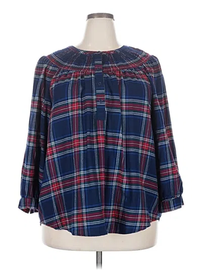 Pre-owned St. John's Bay 3/4 Sleeve T-shirt In Blue