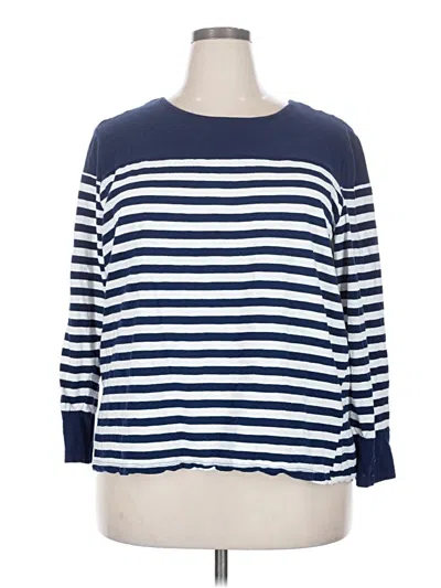 Pre-owned St. John's Bay 3/4 Sleeve T-shirt In Blue