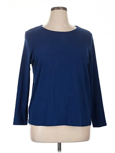 Pre-owned St. John's Bay 3/4 Sleeve T-shirt In Blue