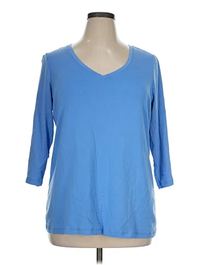 Pre-owned St. John's Bay 3/4 Sleeve T-shirt In Blue