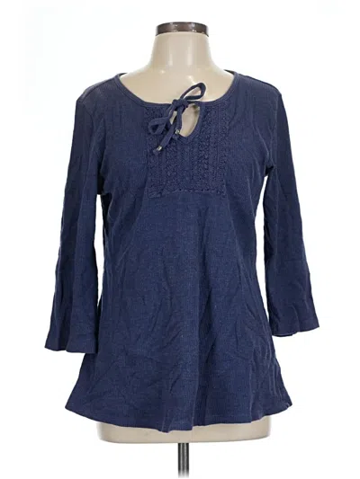 Pre-owned St. John's Bay 3/4 Sleeve T-shirt In Blue