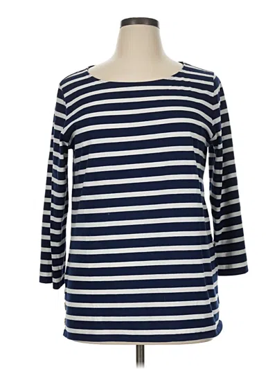 Pre-owned St. John's Bay 3/4 Sleeve T-shirt In Blue