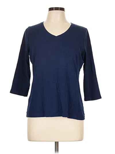 Pre-owned St. John's Bay 3/4 Sleeve T-shirt In Blue