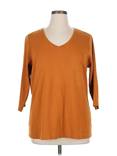 Pre-owned St. John's Bay 3/4 Sleeve T-shirt In Brown