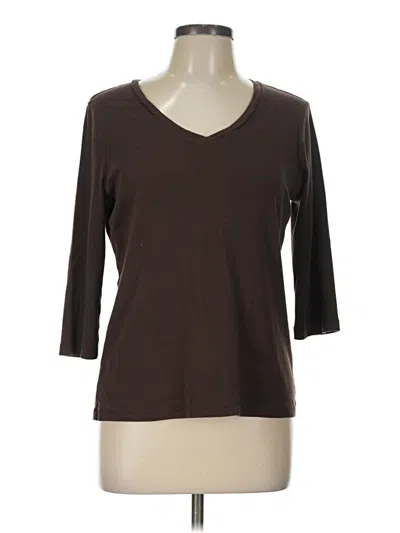 Pre-owned St. John's Bay 3/4 Sleeve T-shirt In Brown