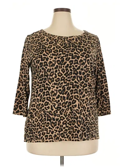 Pre-owned St. John's Bay 3/4 Sleeve T-shirt In Brown