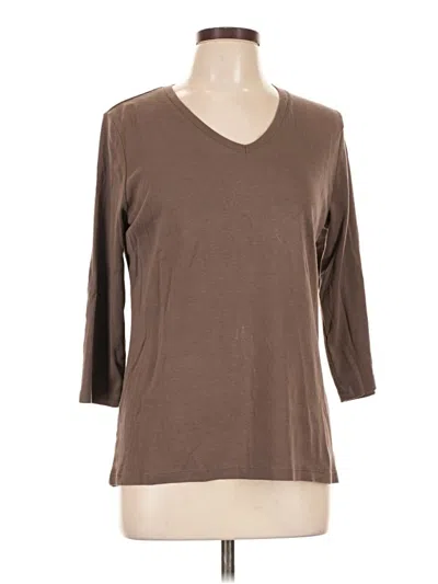 Pre-owned St. John's Bay 3/4 Sleeve T-shirt In Brown