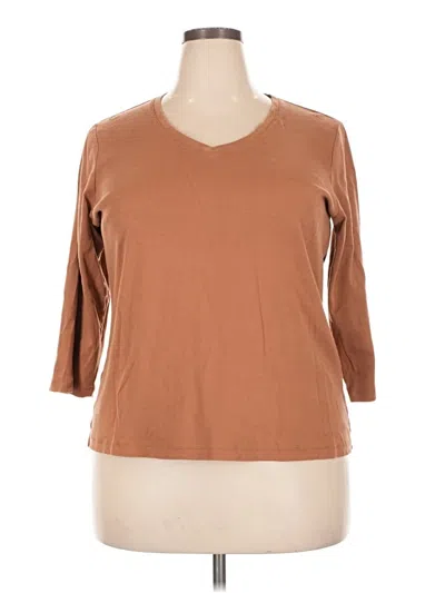 Pre-owned St. John's Bay 3/4 Sleeve T-shirt In Brown