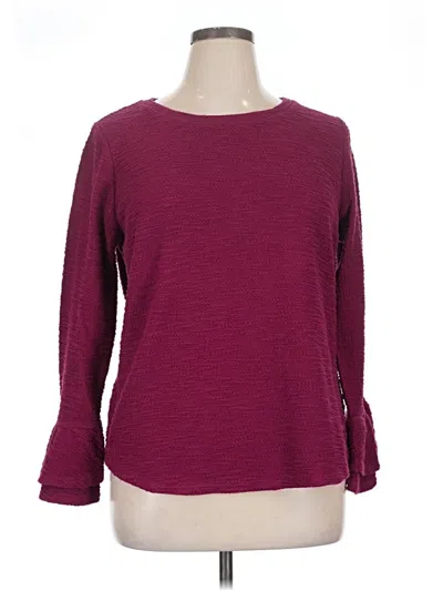 Pre-owned St. John's Bay 3/4 Sleeve T-shirt In Burgundy