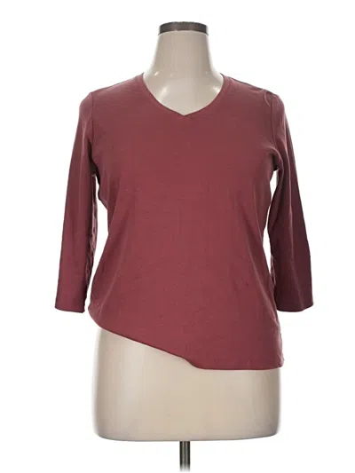 Pre-owned St. John's Bay 3/4 Sleeve T-shirt In Burgundy