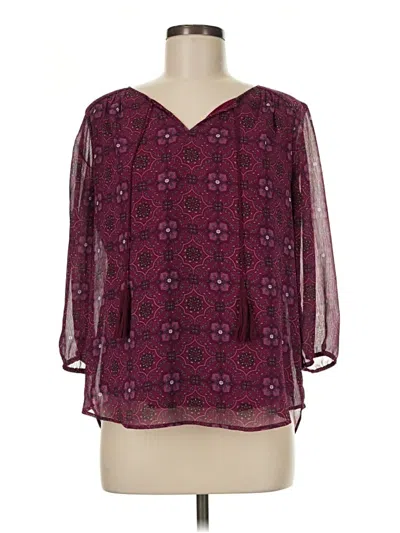 Pre-owned St. John's Bay 3/4 Sleeve T-shirt In Burgundy