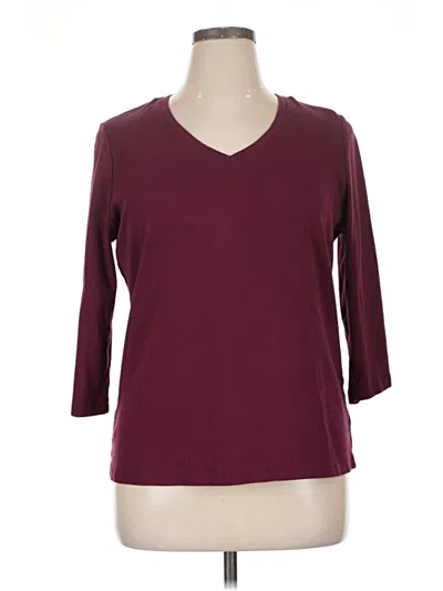 Pre-owned St. John's Bay 3/4 Sleeve T-shirt In Burgundy