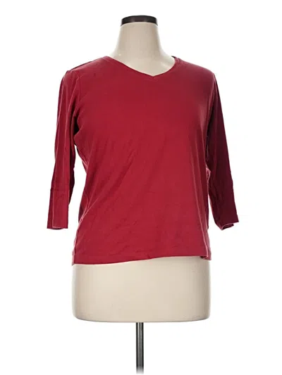 Pre-owned St. John's Bay 3/4 Sleeve T-shirt In Burgundy