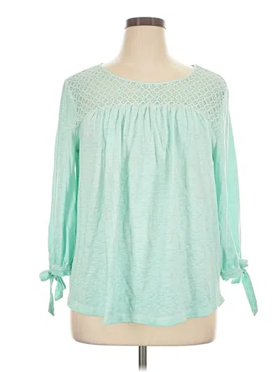 Pre-owned St. John's Bay 3/4 Sleeve T-shirt In Green
