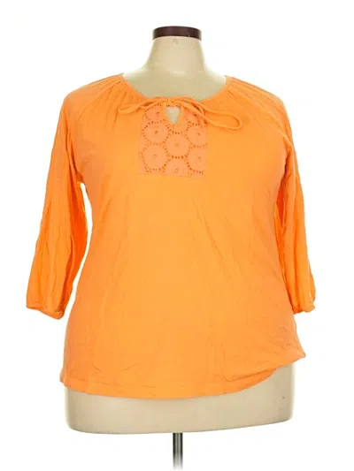 Pre-owned St. John's Bay 3/4 Sleeve T-shirt In Orange