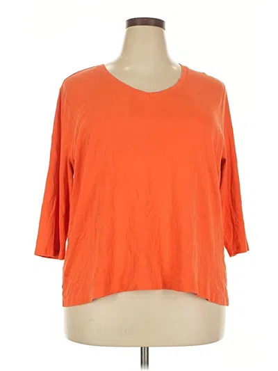 Pre-owned St. John's Bay 3/4 Sleeve T-shirt In Orange