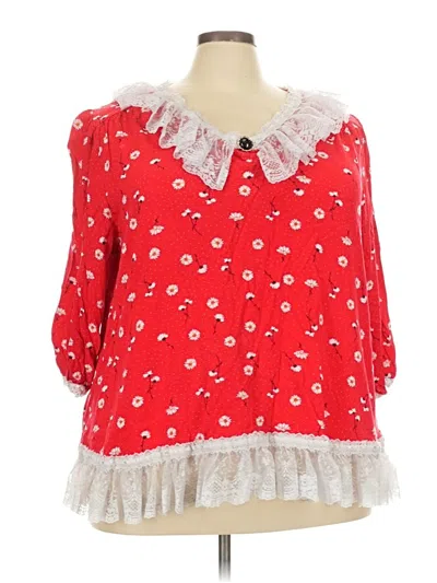 Pre-owned St. John's Bay 3/4 Sleeve T-shirt In Red