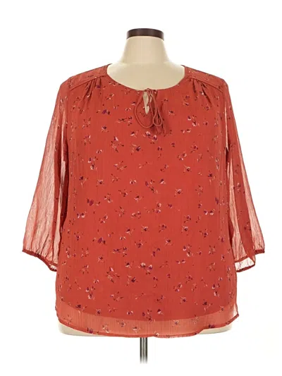 Pre-owned St. John's Bay 3/4 Sleeve T-shirt In Red