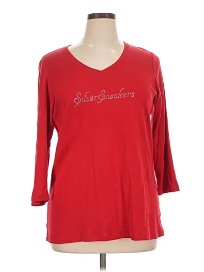 Pre-owned St. John's Bay 3/4 Sleeve T-shirt In Red