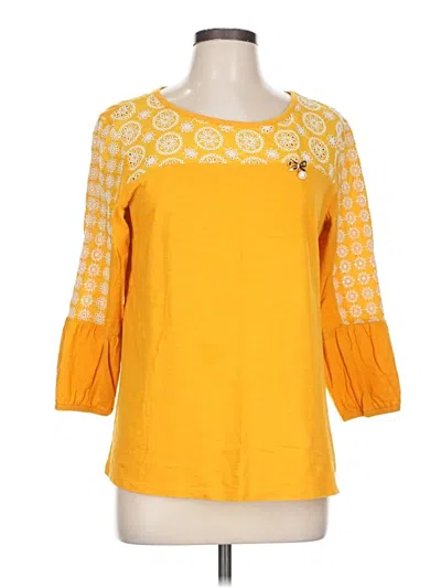 Pre-owned St. John's Bay 3/4 Sleeve T-shirt In Yellow