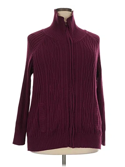 Pre-owned St. John's Bay Cardigan Sweater In Burgundy