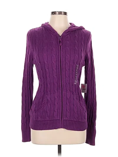 Pre-owned St. John's Bay Cardigan Sweater In Purple