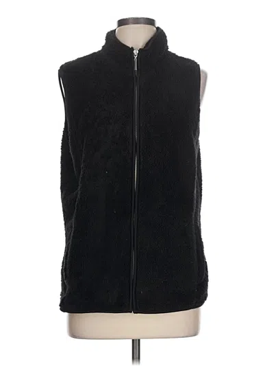 Pre-owned St. John's Bay Faux Fur Vest In Black
