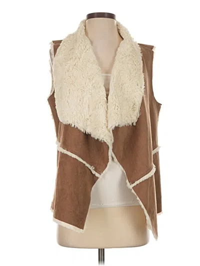 Pre-owned St. John's Bay Faux Fur Vest In Brown