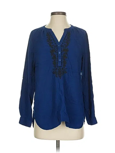 Pre-owned St. John's Bay Long Sleeve Blouse In Blue