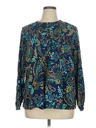 Pre-owned St. John's Bay Long Sleeve Blouse In Blue