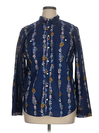 Pre-owned St. John's Bay Long Sleeve Blouse In Blue