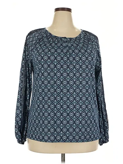 Pre-owned St. John's Bay Long Sleeve Blouse In Blue