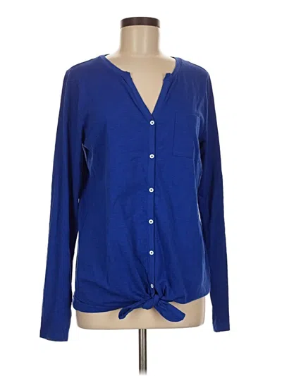 Pre-owned St. John's Bay Long Sleeve Blouse In Blue