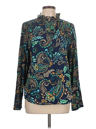 Pre-owned St. John's Bay Long Sleeve Blouse In Blue