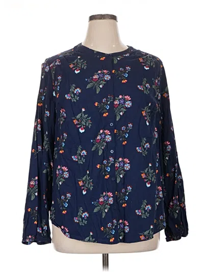 Pre-owned St. John's Bay Long Sleeve Blouse In Blue