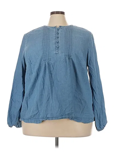Pre-owned St. John's Bay Long Sleeve Blouse In Blue