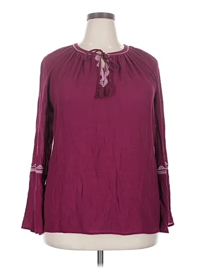Pre-owned St. John's Bay Long Sleeve Blouse In Burgundy
